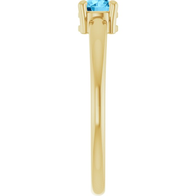 Round Swiss Blue Topaz Solitaire Ring in Yellow Gold