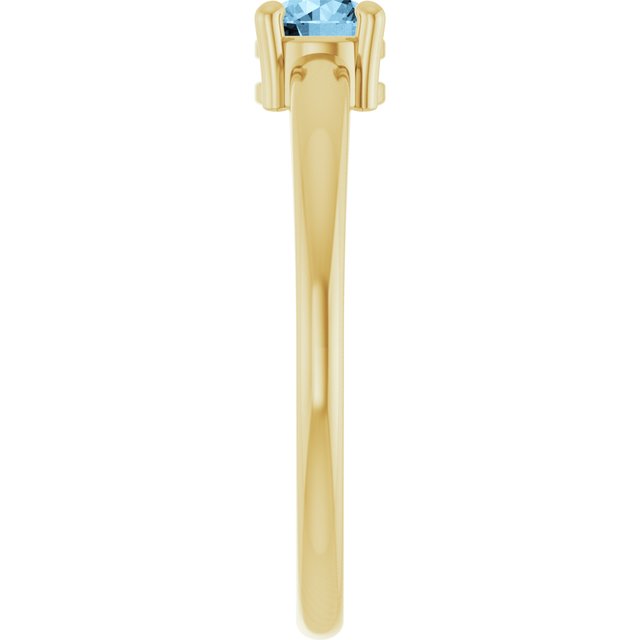 Round Sky Blue Topaz Solitaire Ring in Yellow Gold