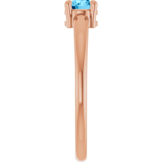 Round Swiss Blue Topaz Solitaire Ring in Rose Gold