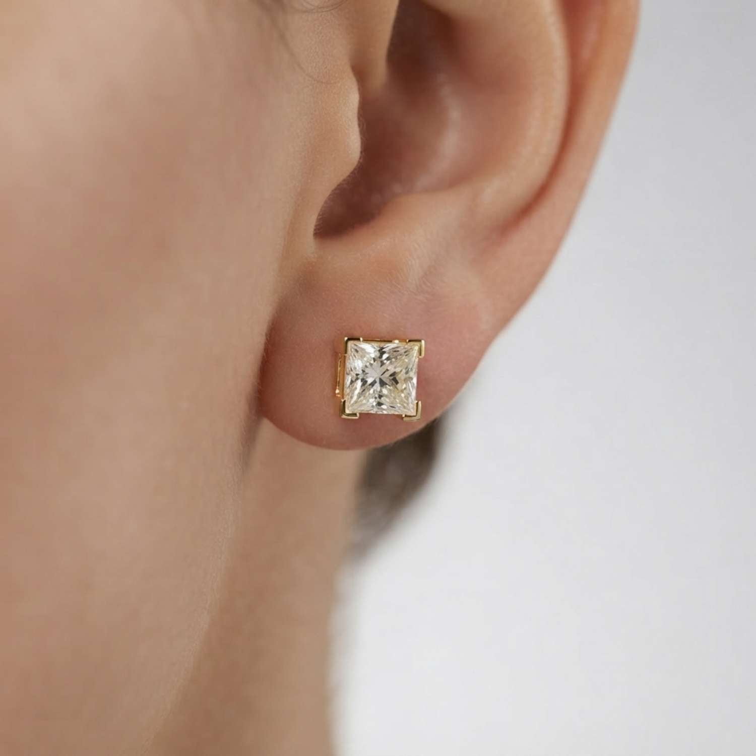 Princess Cut Diamond Stud Earrings Wedding Jewellery Gift Her