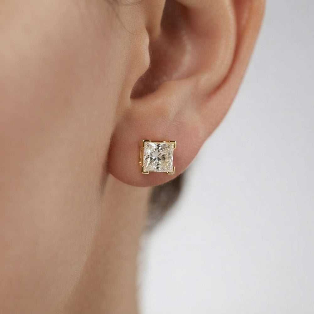 Princess Cut Diamond Stud Earrings Wedding Jewellery Gift Her