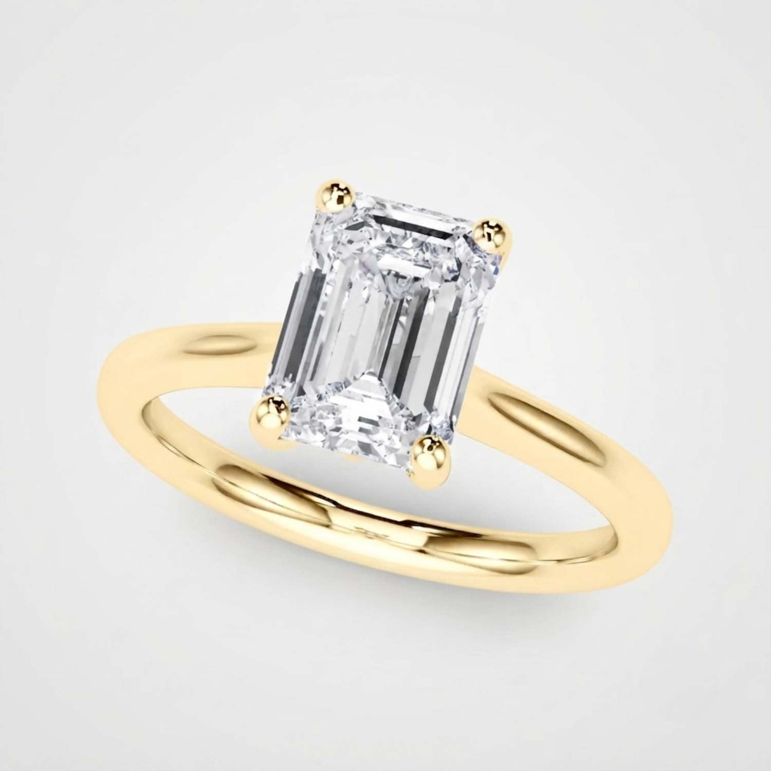 IGI Lab-Grown D-VVS Emerald Cut Diamond 4-prong Solitaire Engagement Ring Gift For Her