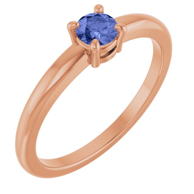 Round Tanzanite Solitaire Ring in Rose Gold