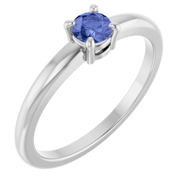 Round Tanzanite Solitaire Ring in Platinum