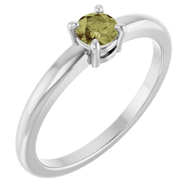 Round Green Sapphire Solitaire Ring in Platinum