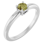 Round Green Sapphire Solitaire Ring in Platinum