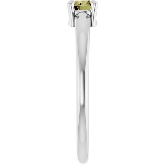 Round Green Sapphire Solitaire Ring in Platinum