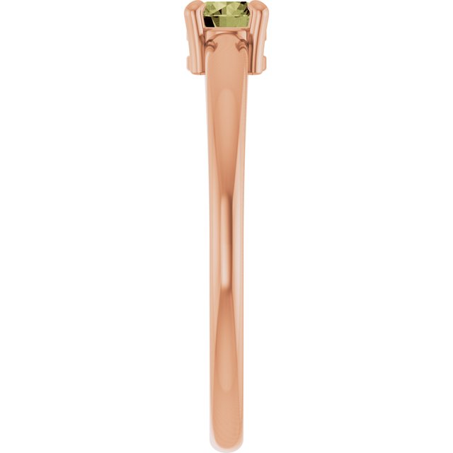 Round Green Sapphire Solitaire Ring in Rose Gold