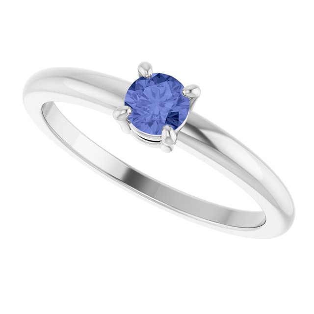 Round Tanzanite Solitaire Ring in Platinum