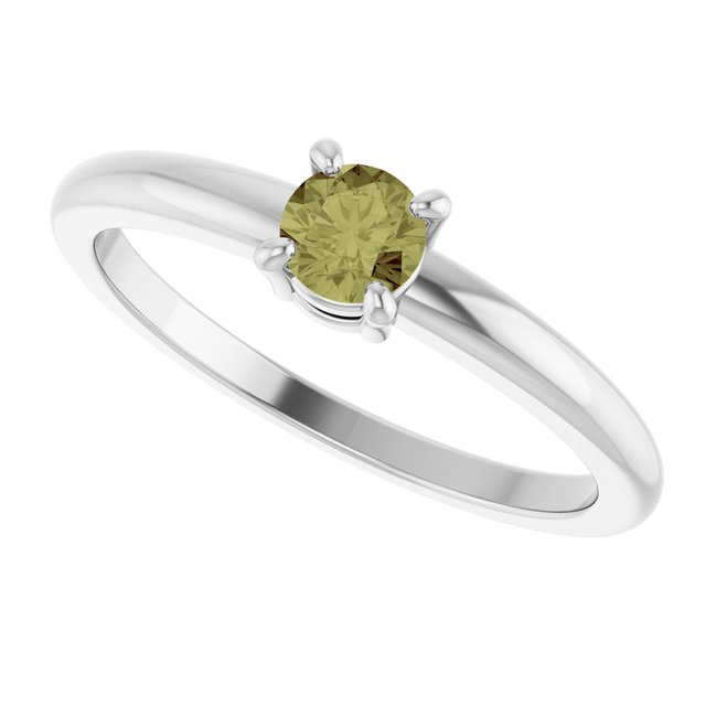 Round Green Sapphire Solitaire Ring in Platinum