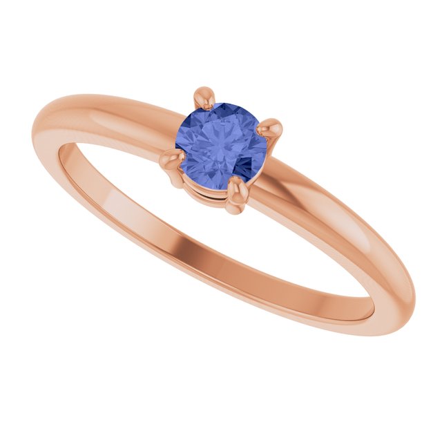 Round Tanzanite Solitaire Ring in Rose Gold