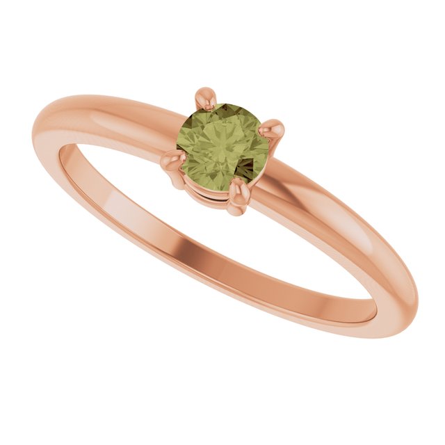 Round Green Sapphire Solitaire Ring in Rose Gold
