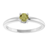 Round Green Sapphire Solitaire Ring in Platinum