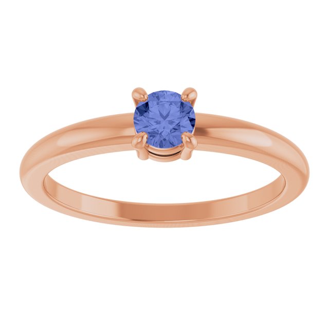 Round Tanzanite Solitaire Ring in Rose Gold