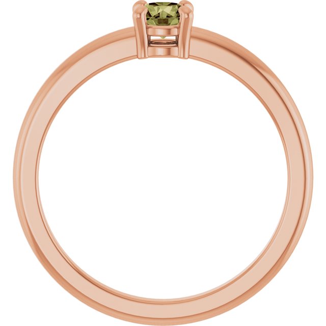 Round Green Sapphire Solitaire Ring in Rose Gold