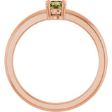 Round Green Sapphire Solitaire Ring in Rose Gold