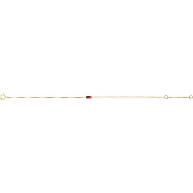Straight Baguette Natural Ruby Baguette Bracelet In Gold & Platinum