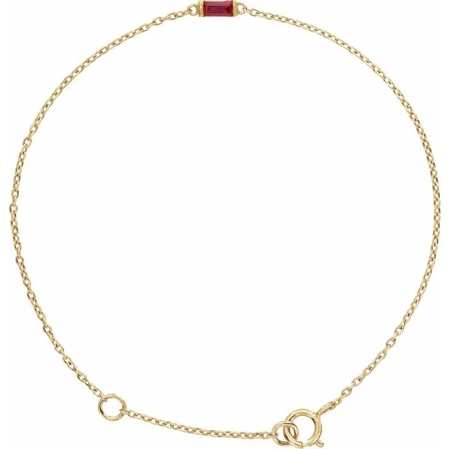 Straight Baguette Natural Ruby Baguette Bracelet In Gold & Platinum