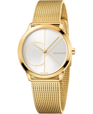 Calvin Klein Women's Minimal Watch – Gold-Tone Stainless Steel Mesh Bracelet