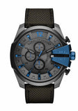 Diesel Mens Mega Chief Dark Stainless Steel Black Fabric Strap Watch