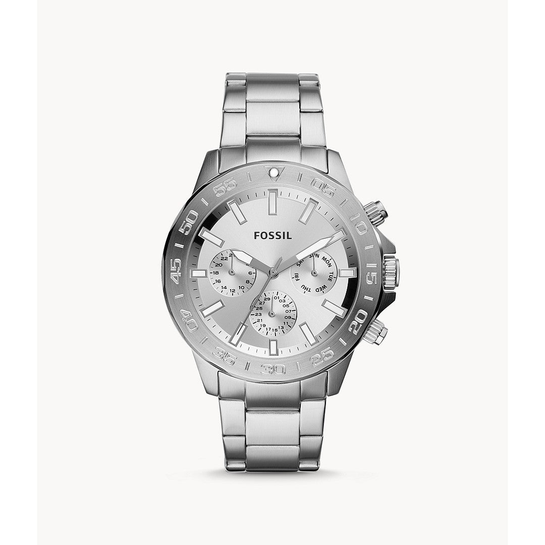 Fossil Bannon BQ2490 Men’s Multifunction Watch – Silver Dial, Stainless-Steel Bracelet