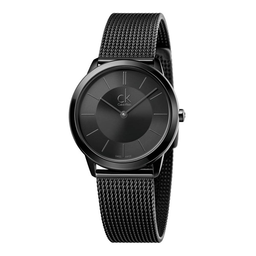 CK Calvin Klein Minimal Black Mesh Strap Black Dial Women Watch One Size