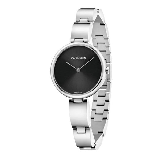 Calvin Klein Wavy Quartz Black Dial Stainless Steel Bracelet Ladies Watch K9U23141