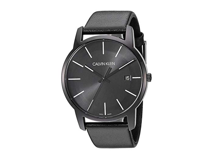 Calvin Klein City K2G2G4CX Men’s Black Dial 43 mm Leather Watch