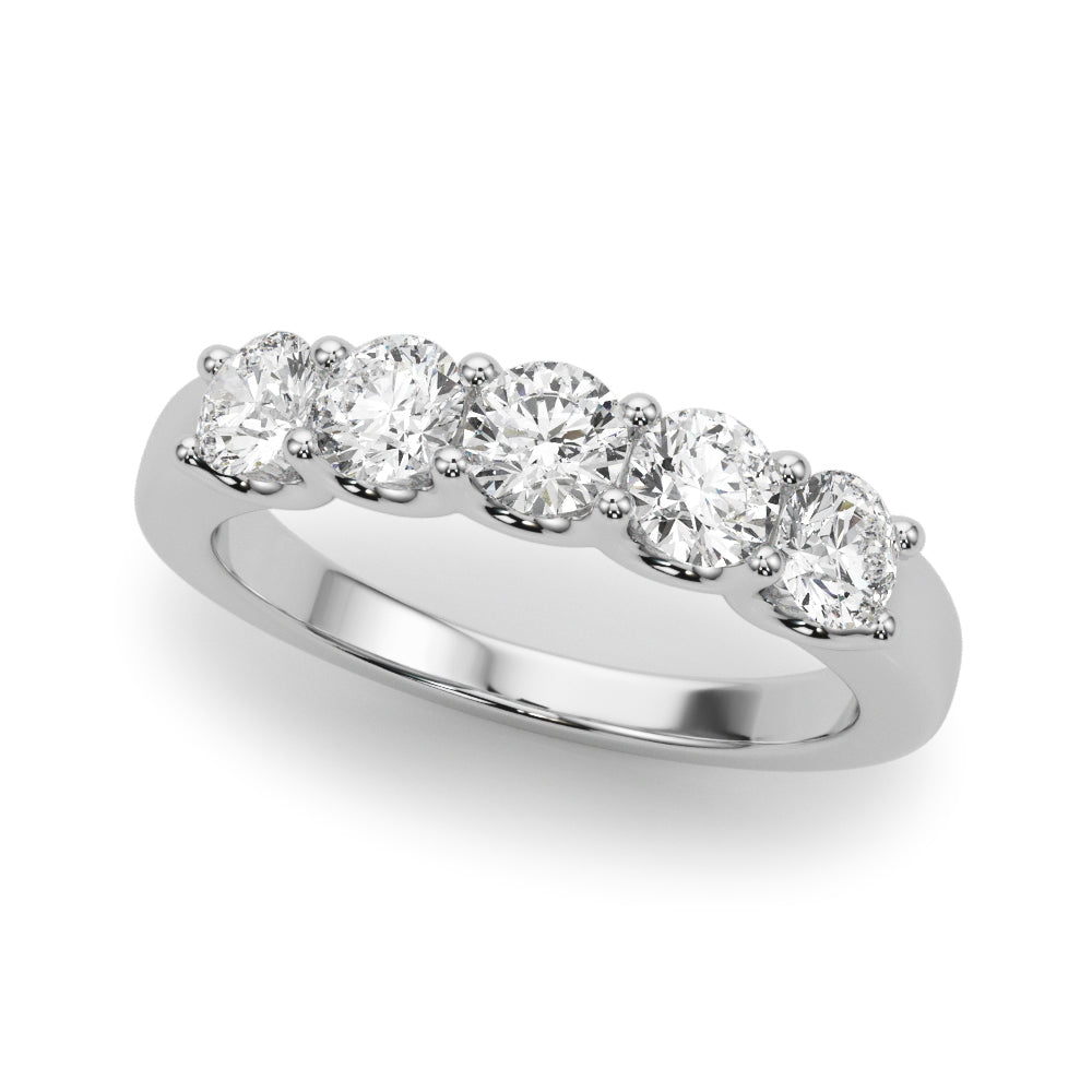 Lab-Grown Round Diamond Shared U Prong 5-Stone Diamond Ring, DE Color VVS Clarity