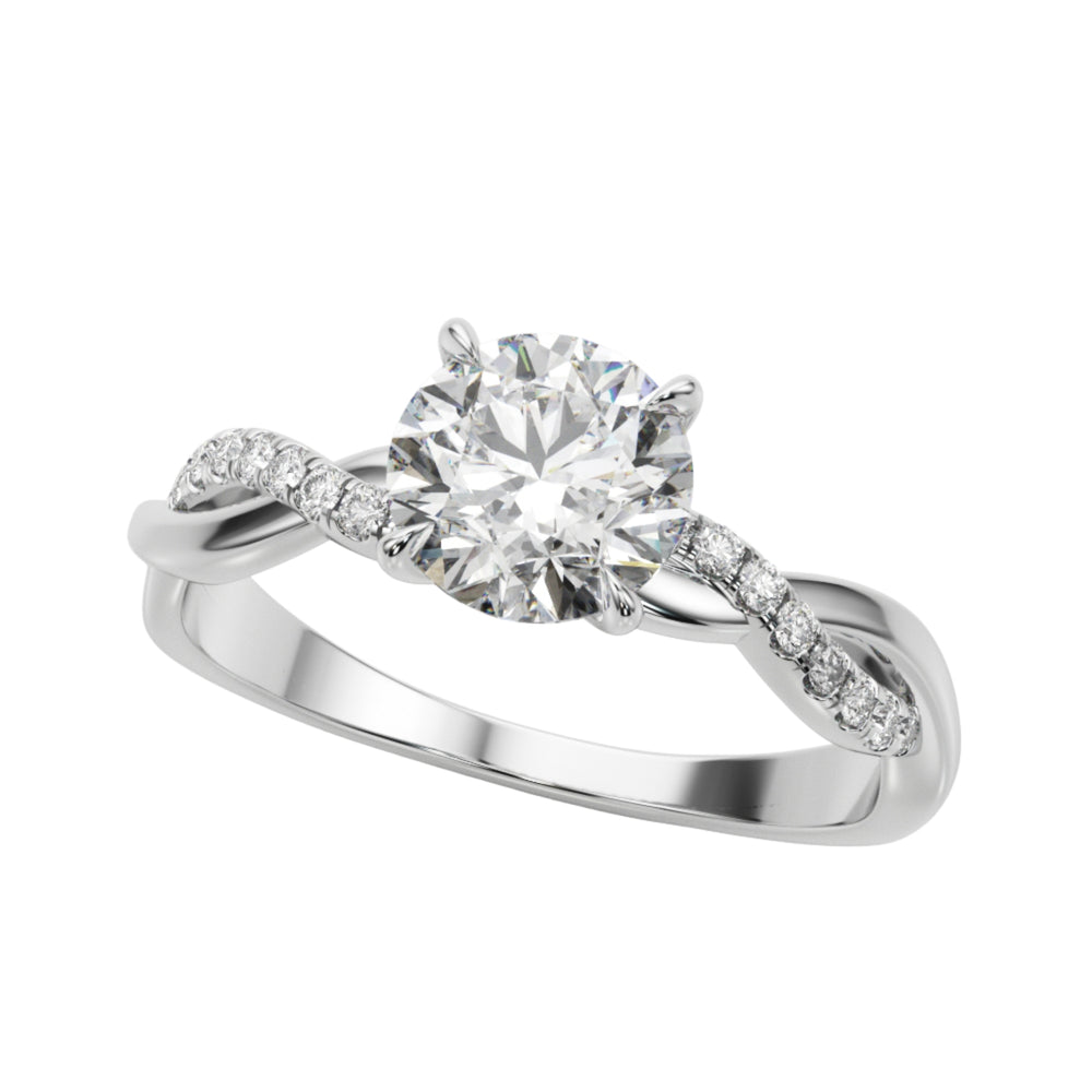 Round cut lab diamond engagement ring, Twisted shank