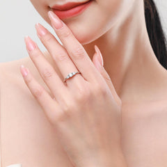 Prong set lab diamond ring, 9K white gold diamond ring, Three stone engagement ring