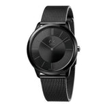CK Calvin Klein Mens Minimal Black Mesh Strap Black Dial Watch