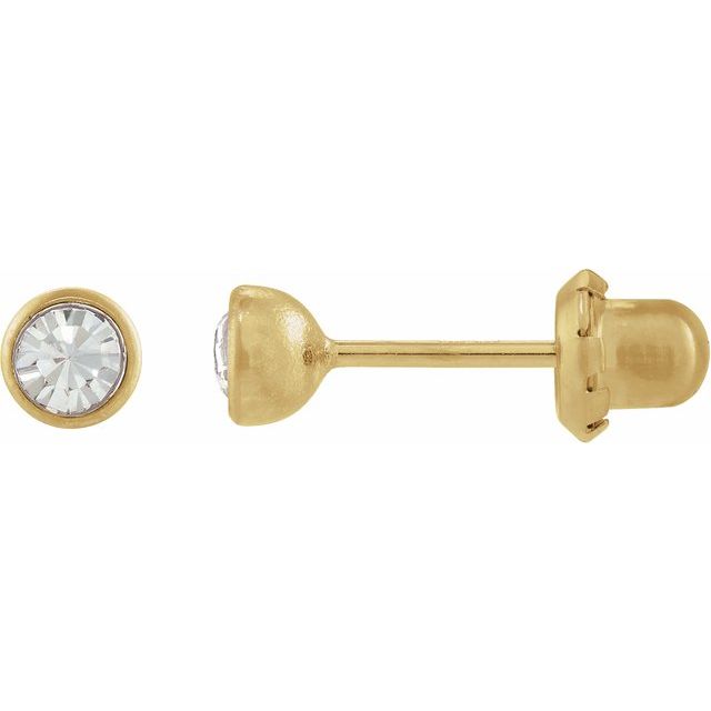 White Cubic Zirconia Round Stud Earrings in Gold and Platinum