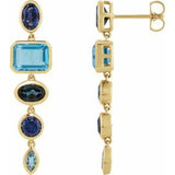 Blue Sapphire Oval Drop Earrings in Gold and Platinum