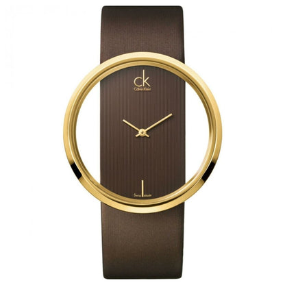 CK Calvin Klein K9423503 Glam Brown Leather Strap Women's Watch One Size