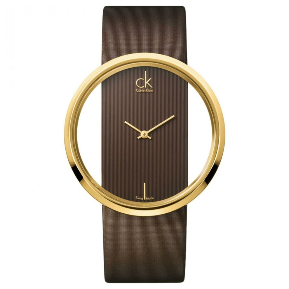 CK Calvin Klein Glam Brown Leather Strap Women's Watch