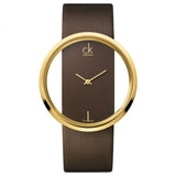 CK Calvin Klein Glam Brown Leather Strap Women's Watch