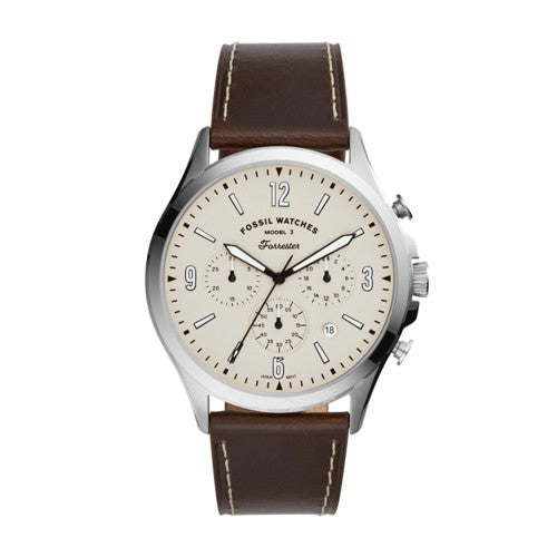 Fossil Forrester FS5696 Men’s Chronograph Watch – Cream Satin Dial