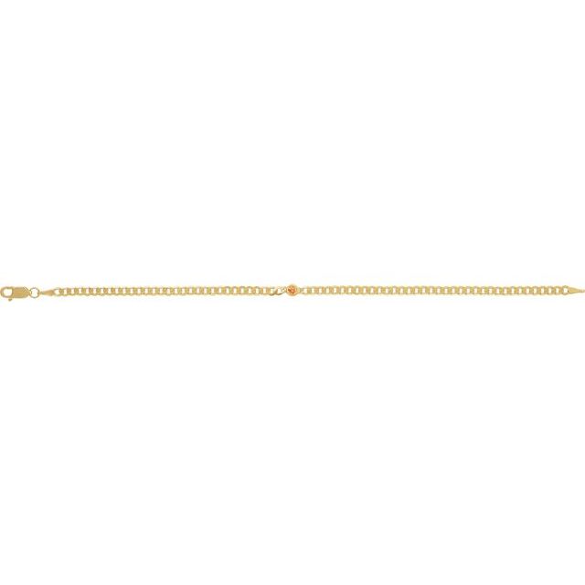 Round Natural Citrine Bezel-Set Solitaire Curb Link Bracelet In Gold & Platinum