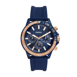 Fossil Bannon Men’s Multifunction Watch – Blue Dial, Blue Silicone Strap