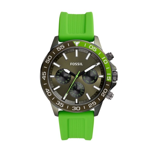 Fossil Bannon Multifunction Green Silicone Watch BQ2501