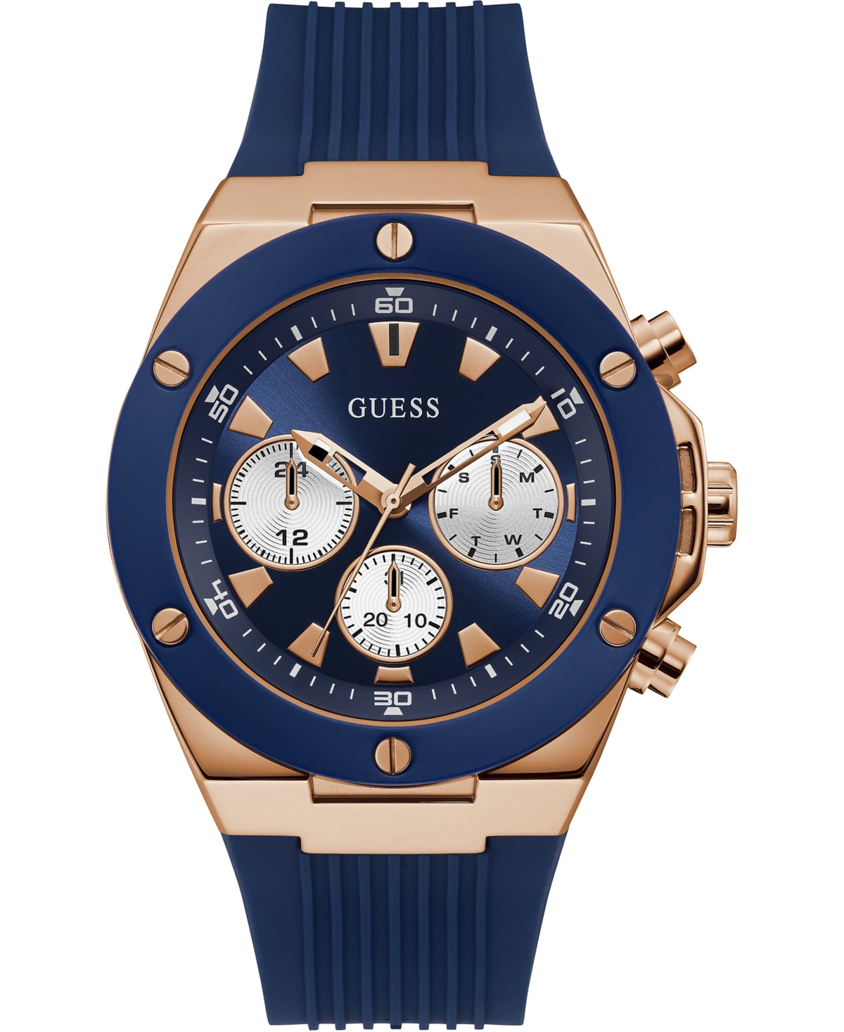 GUESS Men's Watch GW0057G2 – 46mm Blue Silicone Strap