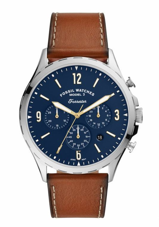 Mens Fossil Forrester Chronograph Luggage Leather Strap