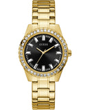 GUESS Damenuhr GW0111L2 – Schwarzes Zifferblatt, goldfarbener Edelstahl