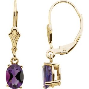 Amethyst Oval Stud Earrings in Gold and Platinum