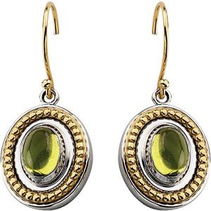 Peridot Oval Stud Earrings in Gold and Platinum