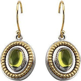 Peridot Oval Stud Earrings in Gold and Platinum