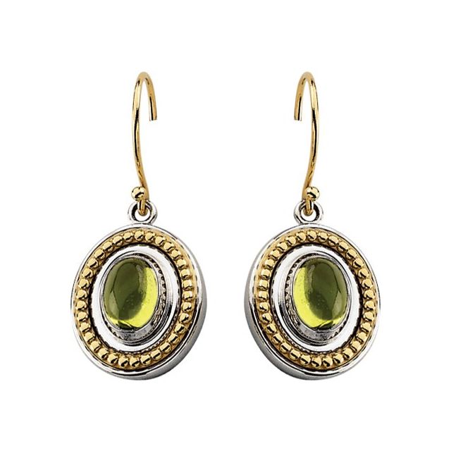 Peridot Oval Stud Earrings in Gold and Platinum