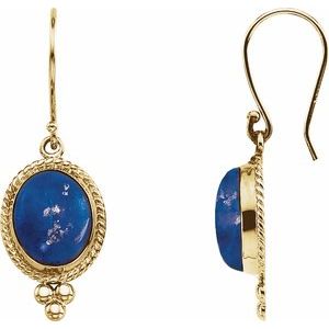 Lapis Oval Stud Earrings in Gold and Platinum