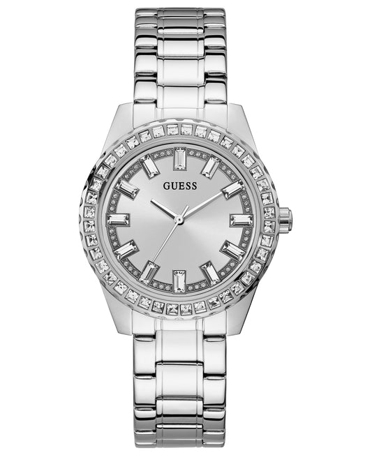 GUESS Women's Watch – 38mm Stainless Steel Bracelet, Crystal Bezel